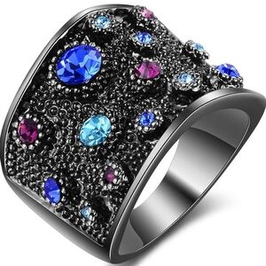 Black Crystal Statement Ring